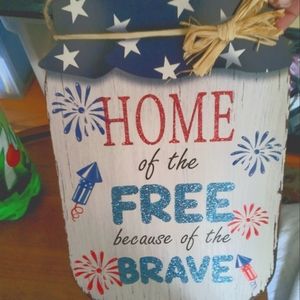 Home of the brave 4th of July decor for windows, outside hanging, inside anywher